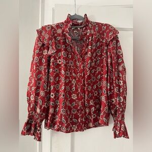 Isabel Marant burgundy Floral Blouse